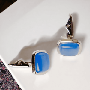 Chokore Chokore Squircle Cufflinks with Stone (Light Blue) Chokore Squircle Cufflinks with Stone (Light Blue) 