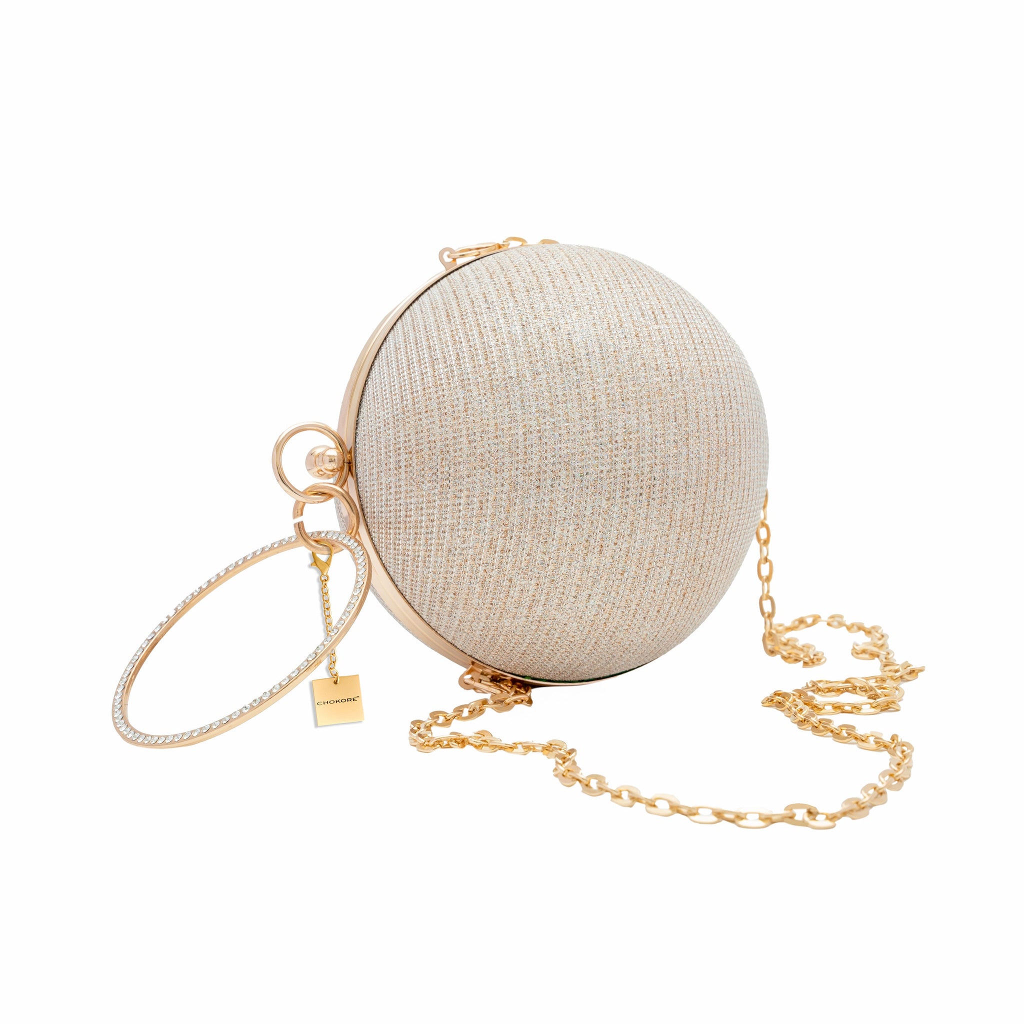Chokore Spherical Rhinestone Crossbody Bag (Golden)