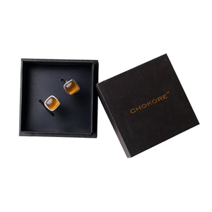 Chokore Chokore Squircle Cufflinks with Stone (Brown) Chokore Squircle Cufflinks with Stone (Brown) 