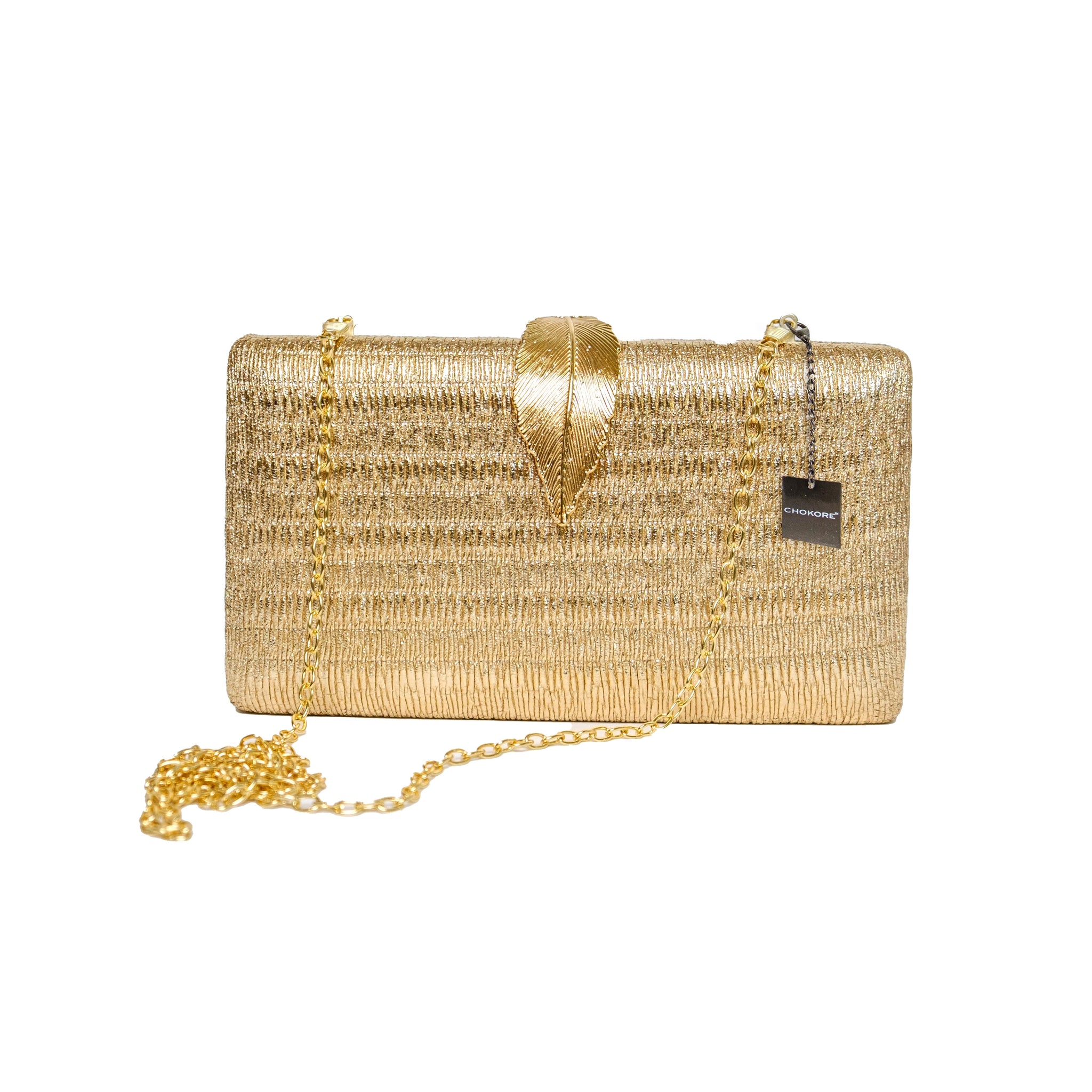 Chokore Shimmery Leaf Clutch/Handbag (Gold)