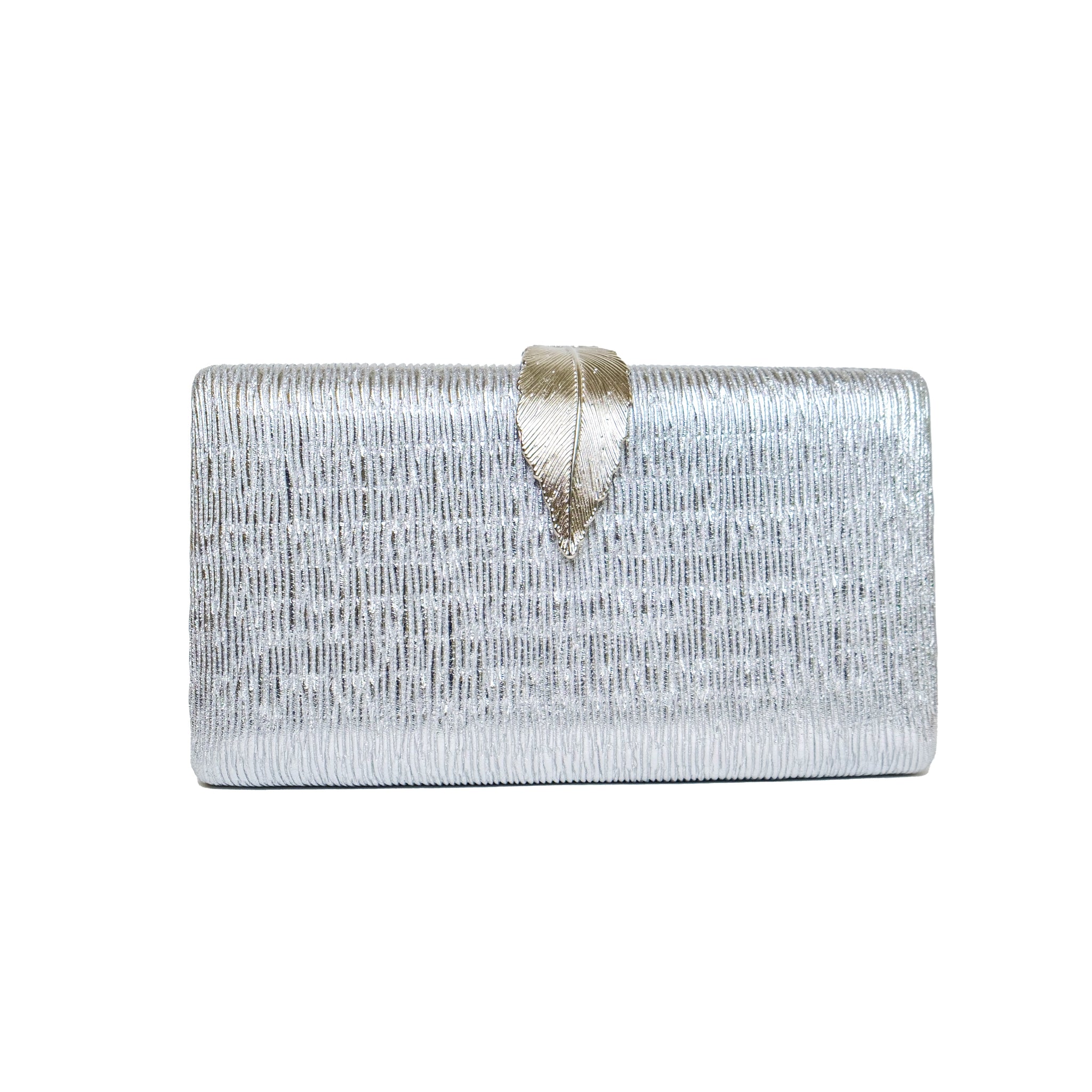 Chokore Shimmery Leaf Clutch/Handbag (Silver)
