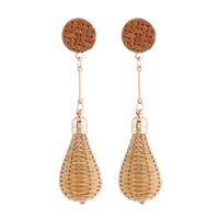 Chokore Bamboo Rattan Woven Lantern Drop earrings. Gold tone.