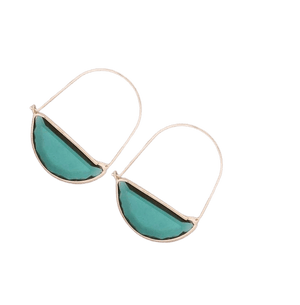 Chokore  Hoops with turquoise blue glass droplets. Gold tone. 