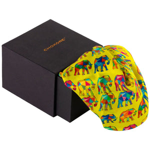 Chokore Benares (Gold) Chokore Lime Satin Silk pocket square from the Wildlife Collection 