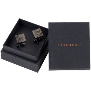 Chokore Chokore Grey Textured Square Shaped Cufflinks Chokore Grey Textured Square Shaped Cufflinks 