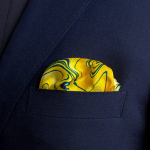 Chokore  Chokore Yellow Satin Silk pocket square from the Marble Collection 