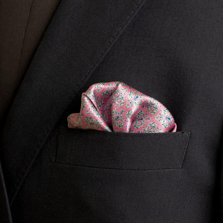 Chokore Pink Satin Silk pocket square from the Indian at Heart Collection