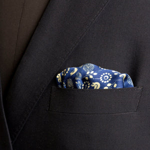 Chokore  Chokore Blue and white Satin Silk pocket square from the Wildlife Collection 