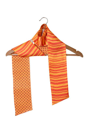 Chokore Printed Orange and Tangerine Silk Stole for Women Printed Orange and Tangerine Silk Stole for Women 