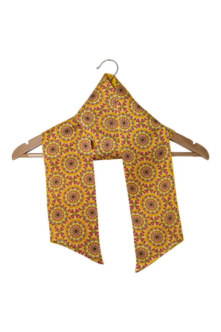 Printed Yellow Silk Stole for Women