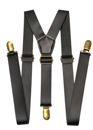 Chokore  Chokore Y-shaped PU Leather Suspenders with Finger Clips (Black) 