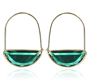 Chokore Hoops with turquoise blue glass droplets. Gold tone. Hoops with turquoise blue glass droplets. Gold tone. 