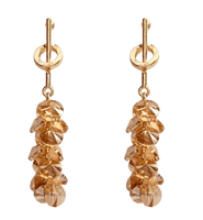 Chokore Needle with Crystal Tassle Earring, Gold tone.