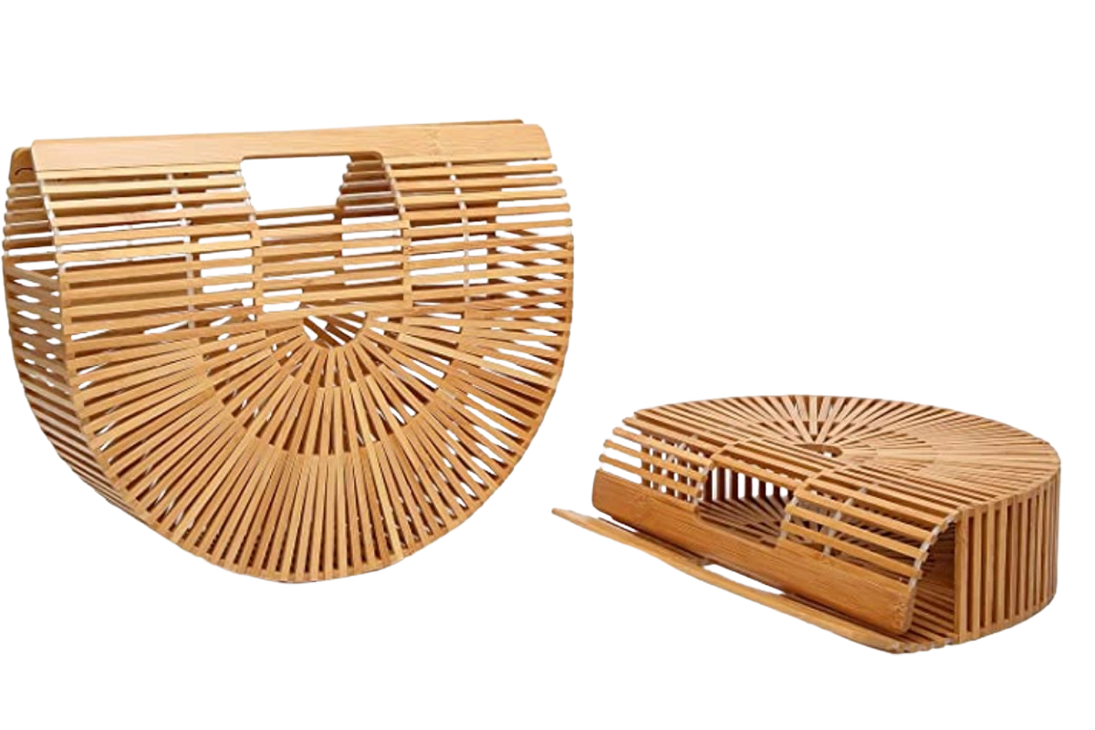 Bamboo Tote - Handcrafted Basket Bag for Women. Natural. Two Sizes