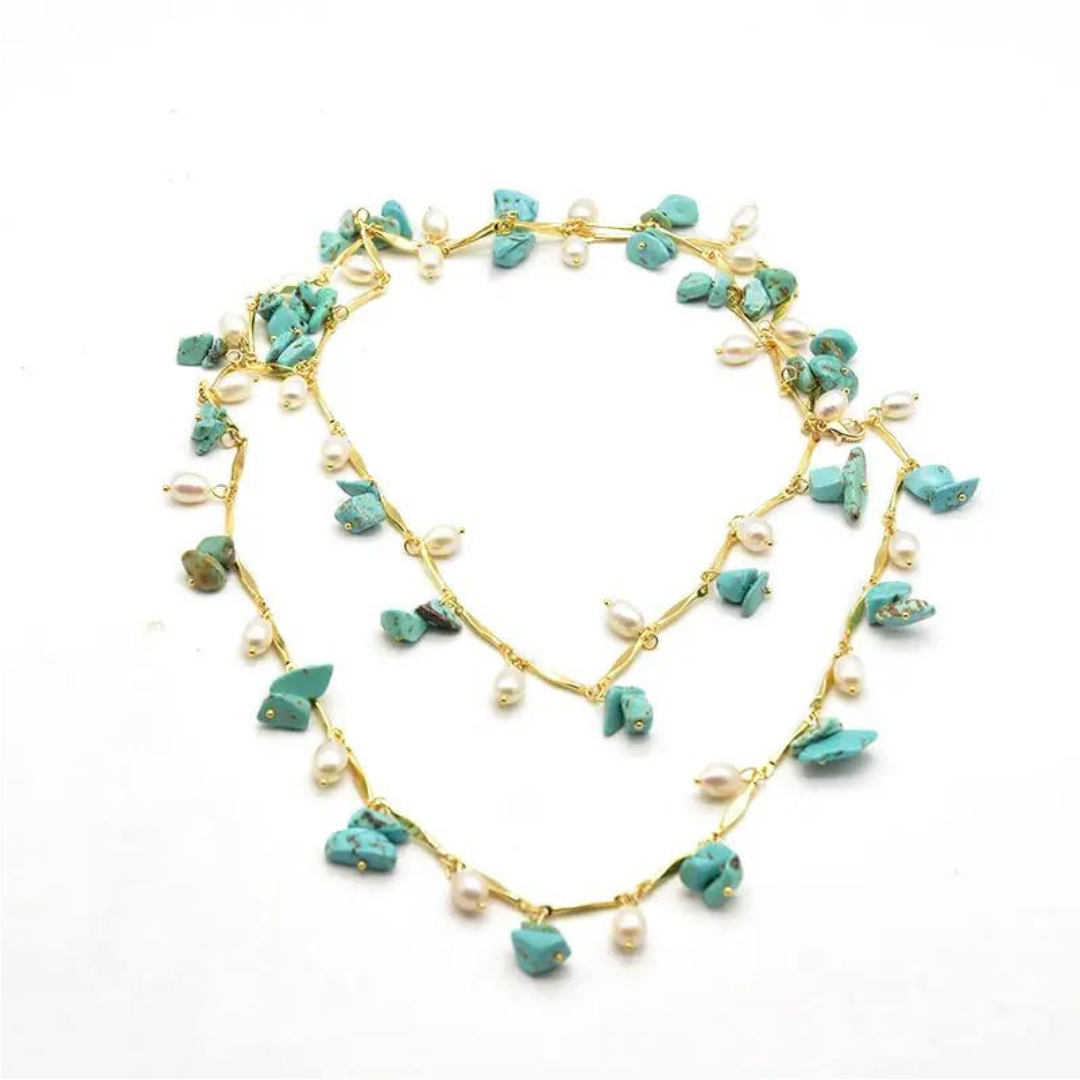 Chokore Turquoise Pearl Long Necklace
