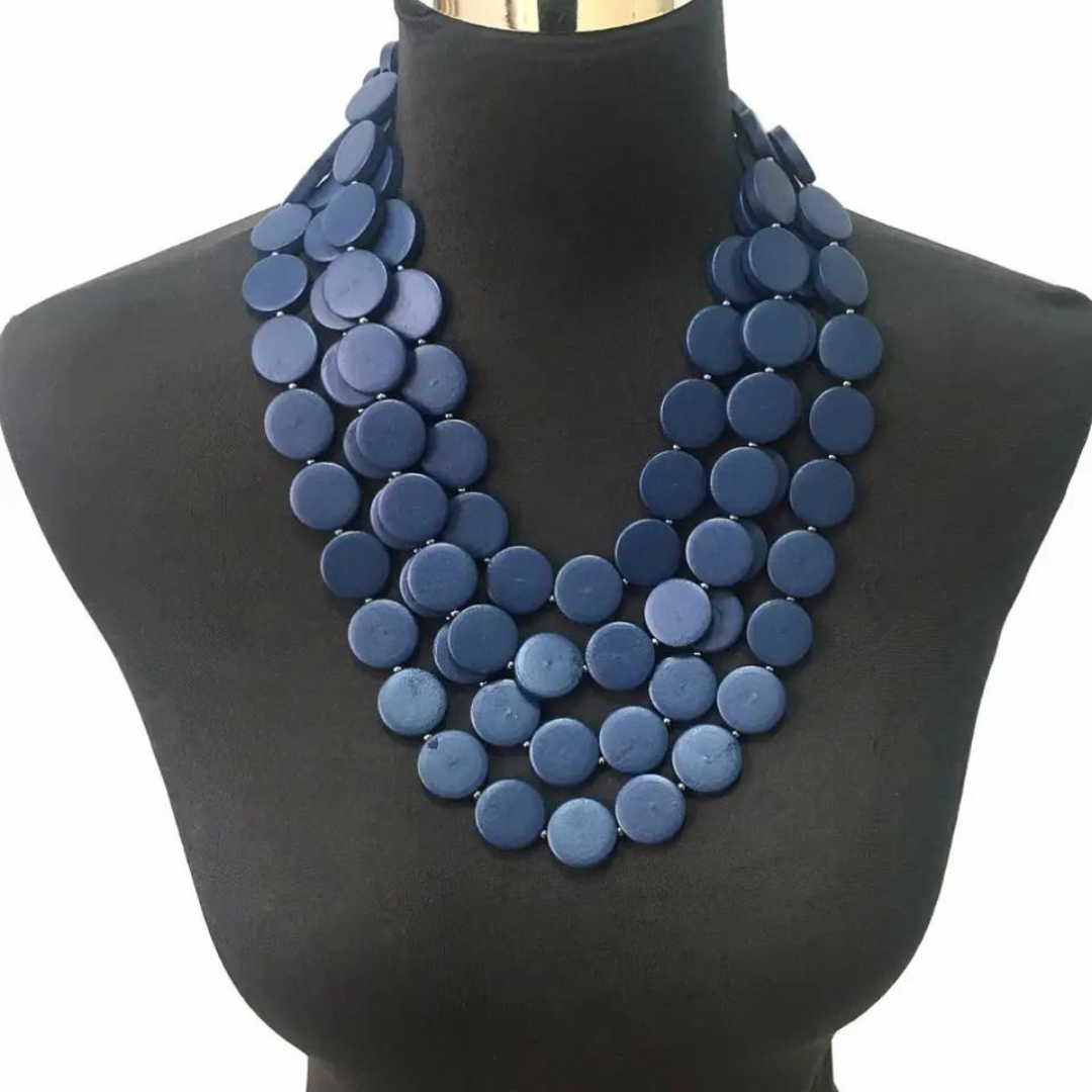 Chokore Bohemian Necklace with Wooden Beads (Blue)
