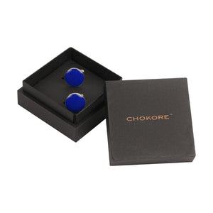 Chokore Chokore Cobalt Blue color Round shape Cufflinks Chokore Cobalt Blue color Round shape Cufflinks 