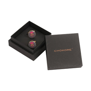 Chokore Chokore Grey and Magenta color Round shape Cufflinks Chokore Grey and Magenta color Round shape Cufflinks 