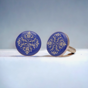 Chokore  Chokore Cobalt Blue color Indian design motif Round shape Cufflinks 