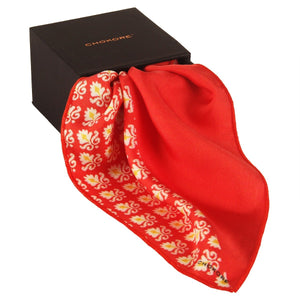 Chokore  Two-in-One Red & White Silk Pocket Square - Indian At Heart line 