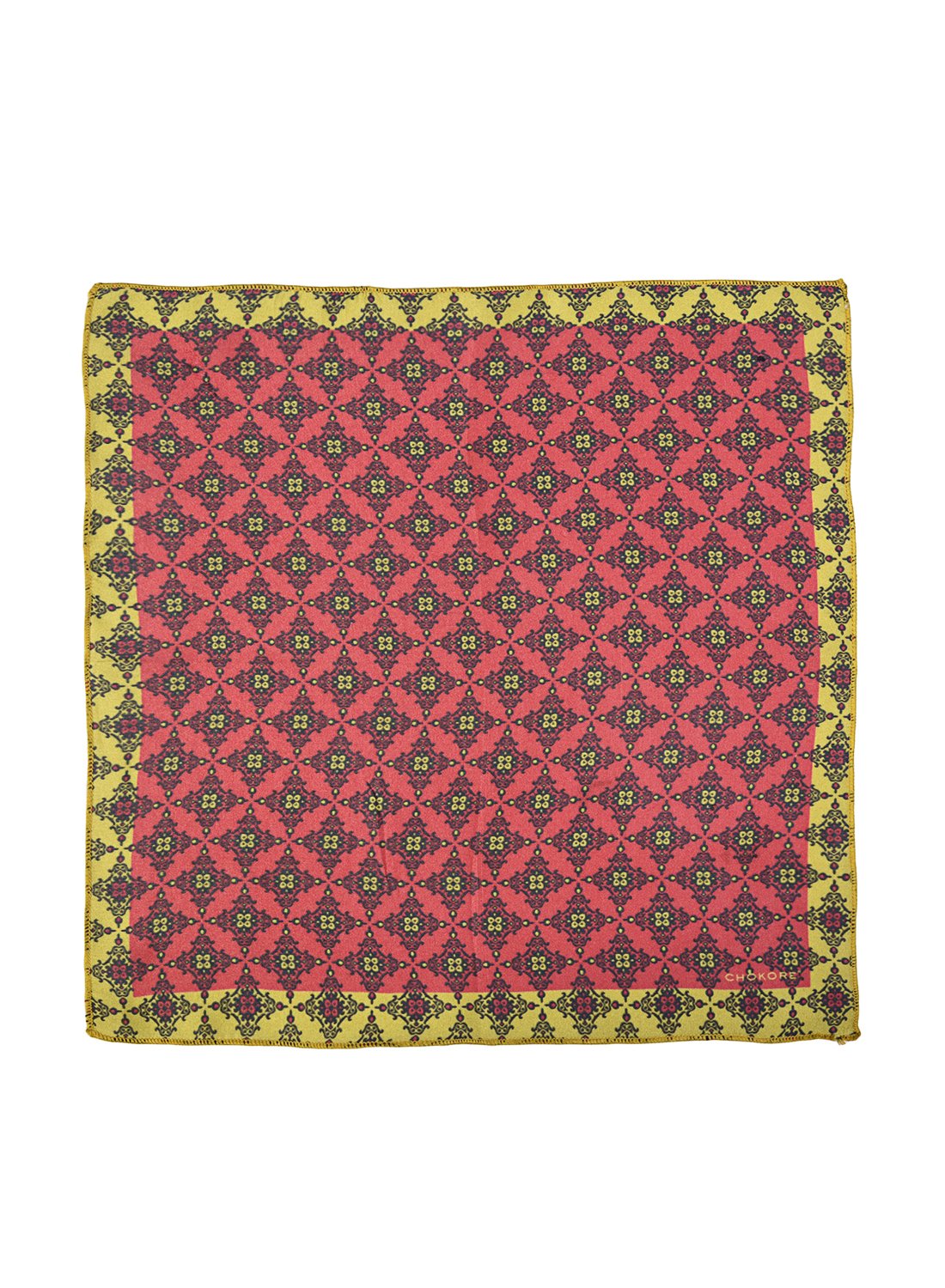 Chokore Red & Light Green Silk Pocket Square from Indian at Heart collection