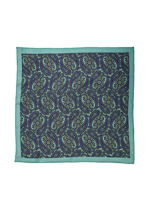 Chokore  Chokore Sea Green and Blue Silk Pocket Square from Indian at Heart collection 