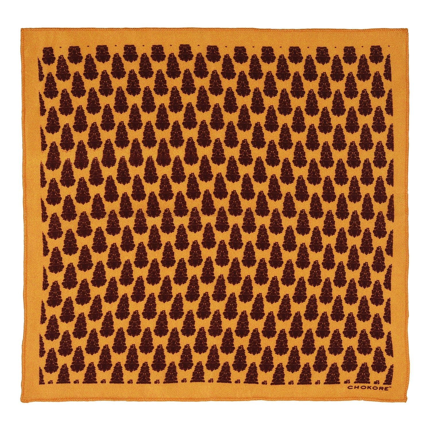 Chokore Yellow & Rust Silk Pocket Square - Indian At Heart line