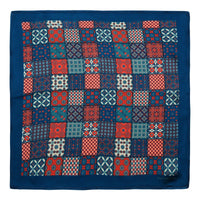 Chokore Chokore Blue & Red Silk Pocket Square - Indian At Heart line