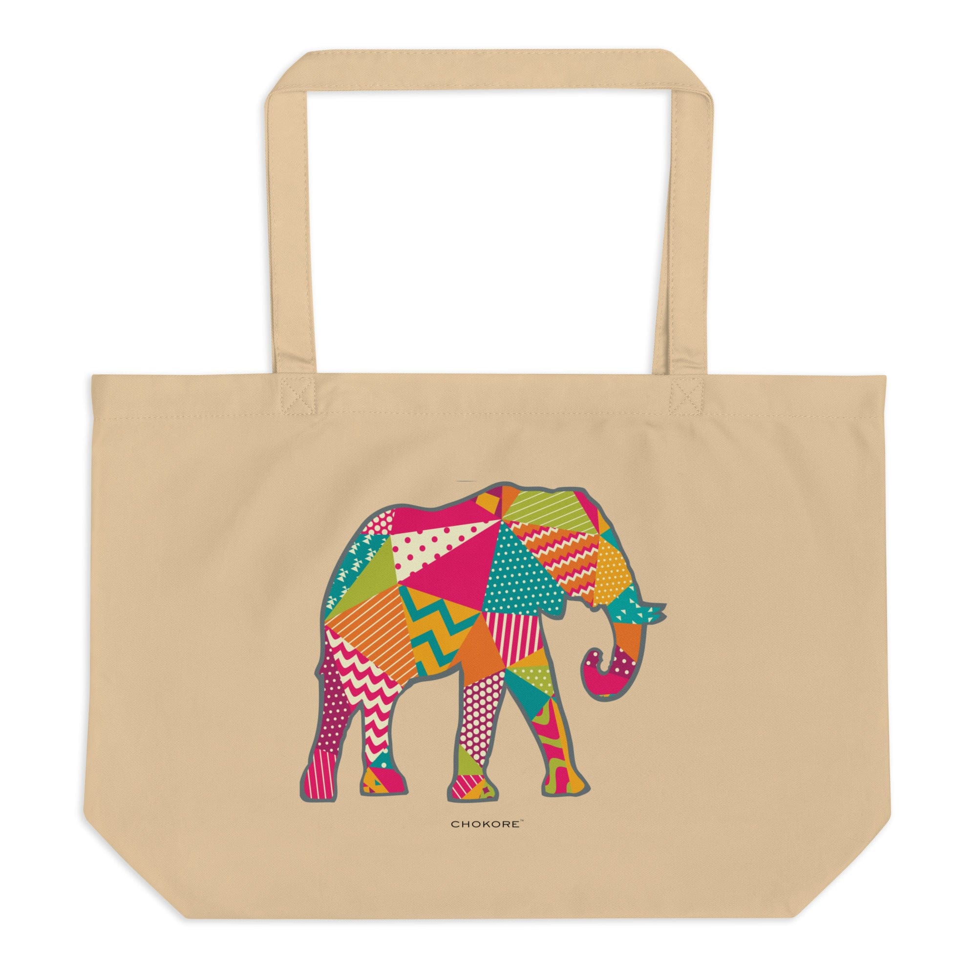 Organic Tote Bag with an Indian Elephant inspired by Rajasthan Block Print. From the Indian at Heart collection.