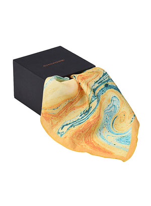 Chokore  Chokore Orange & Sea Green Silk Pocket Square from the Marble Design range 