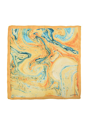 Chokore  Chokore Orange & Sea Green Silk Pocket Square from the Marble Design range 