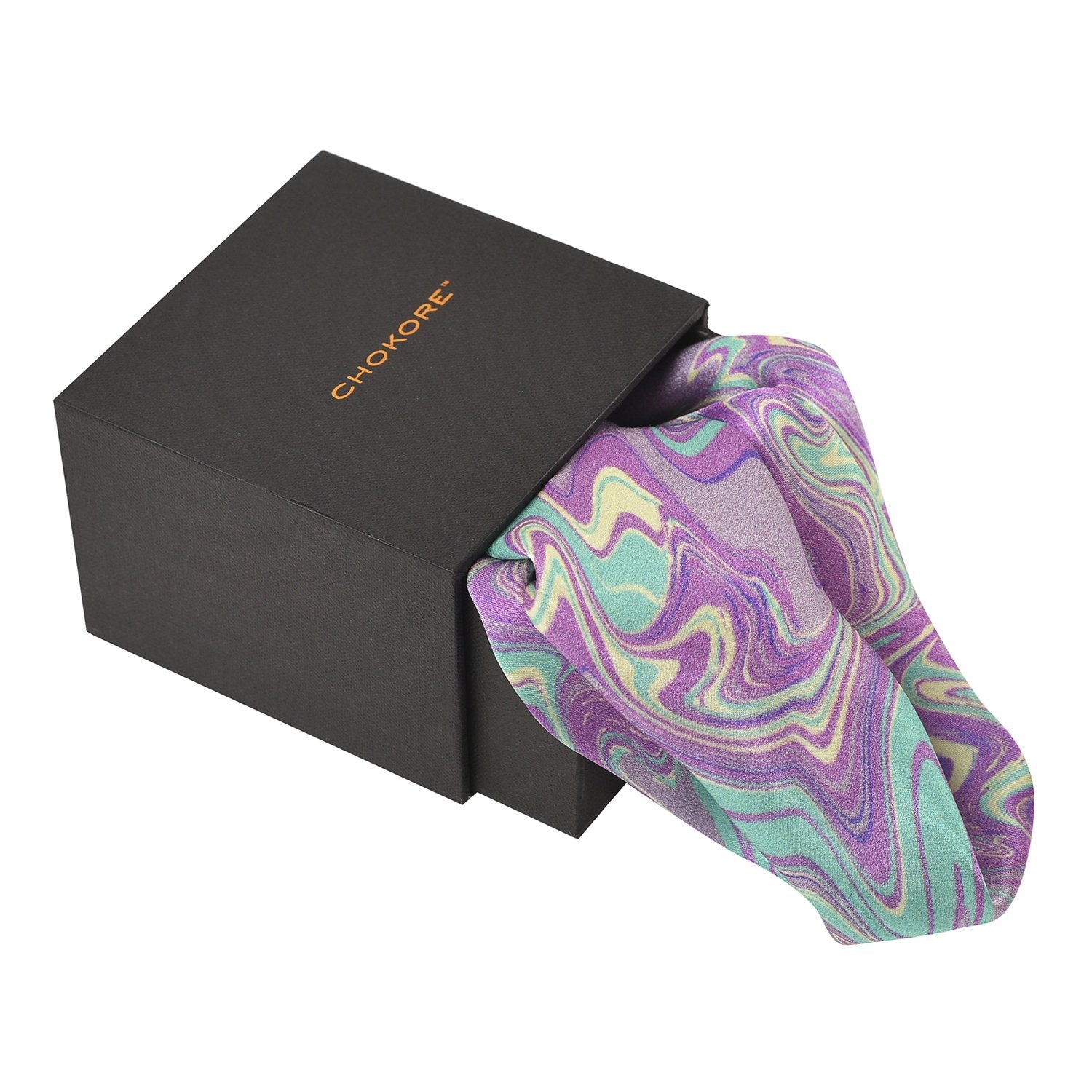 Chokore Purple Silk Pocket Square from the Marble Design range