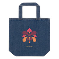 Chokore Organic Denim Tote Bag with a Red & Burgundy print. From the Indian at Heart collection.