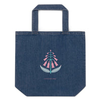 Chokore Organic Denim Tote Bag with Floral Art. From the Indian at Heart collection.
