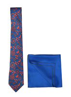 Chokore Chokore Red & Blue Silk Tie & Blue color silk Pocket Square set