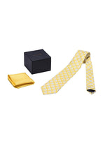 Chokore Chokore Lemon & White Silk Tie & Yellow color pocket square set