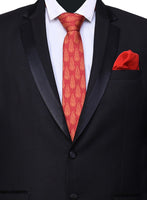 Chokore Chokore Red & Orange Silk Tie & Red color silk pocket square set