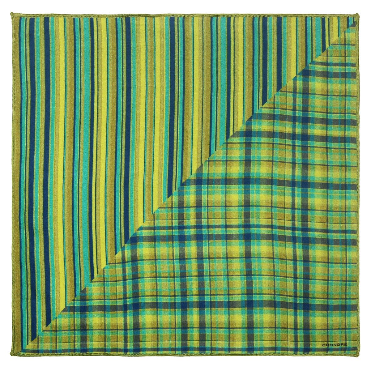 Chokore Two-in-One Shades of Green Silk Pocket square