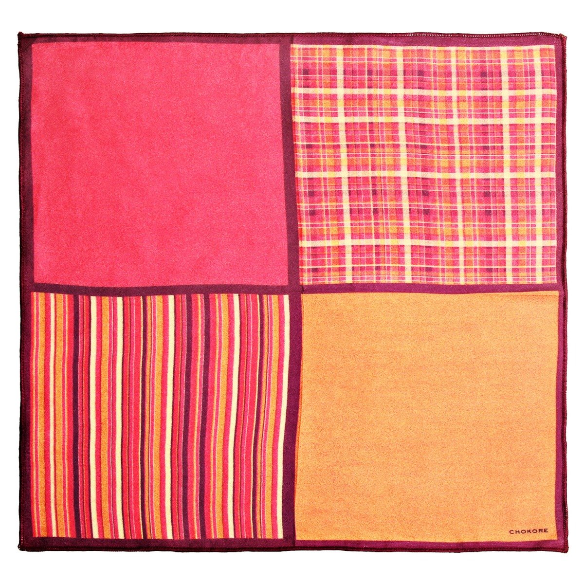 Chokore Four-in-One Pink & Orange Silk Pocket Square