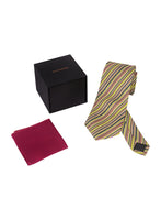 Chokore Chokore Multi-color Silk Tie from Plaids line & Plain Pink color Silk Pocket Square set