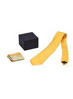 Chokore Chokore Yellow color silk tie & Orange & Sea Green Silk Pocket Square set