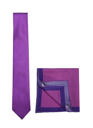 Chokore  Chokore Purple color silk tie & Magenta & PurpleSilk  Pocket Square set 