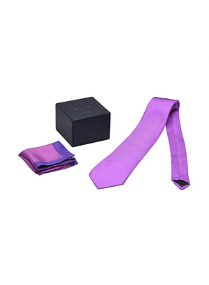 Chokore  Chokore Purple color silk tie & Magenta & PurpleSilk  Pocket Square set 