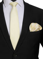Chokore Chokore Off White color Plain Silk Tie & Peach & Light Blue color silk pocket square set