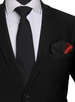 Chokore Chokore Black color Plain Silk Tie & Two-in-one Red & Black silk pocket square set