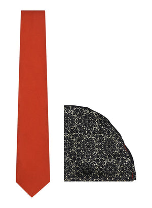 Chokore  Chokore Red color Plain Silk Tie & Double-sided Black & White color Silk Pocket Circle set 