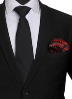 Chokore Chokore Black color silk tie & Red and Black Silk Pocket Square set