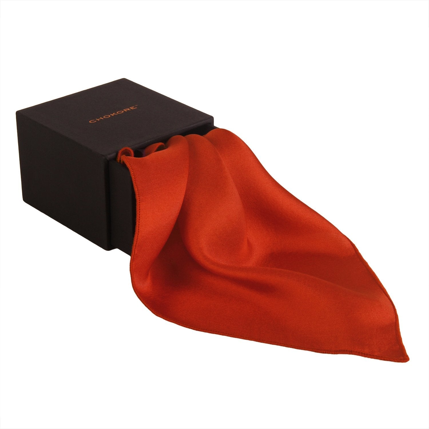 Chokore Terracotta Colour Pure Silk Pocket Square, from the Solids Line