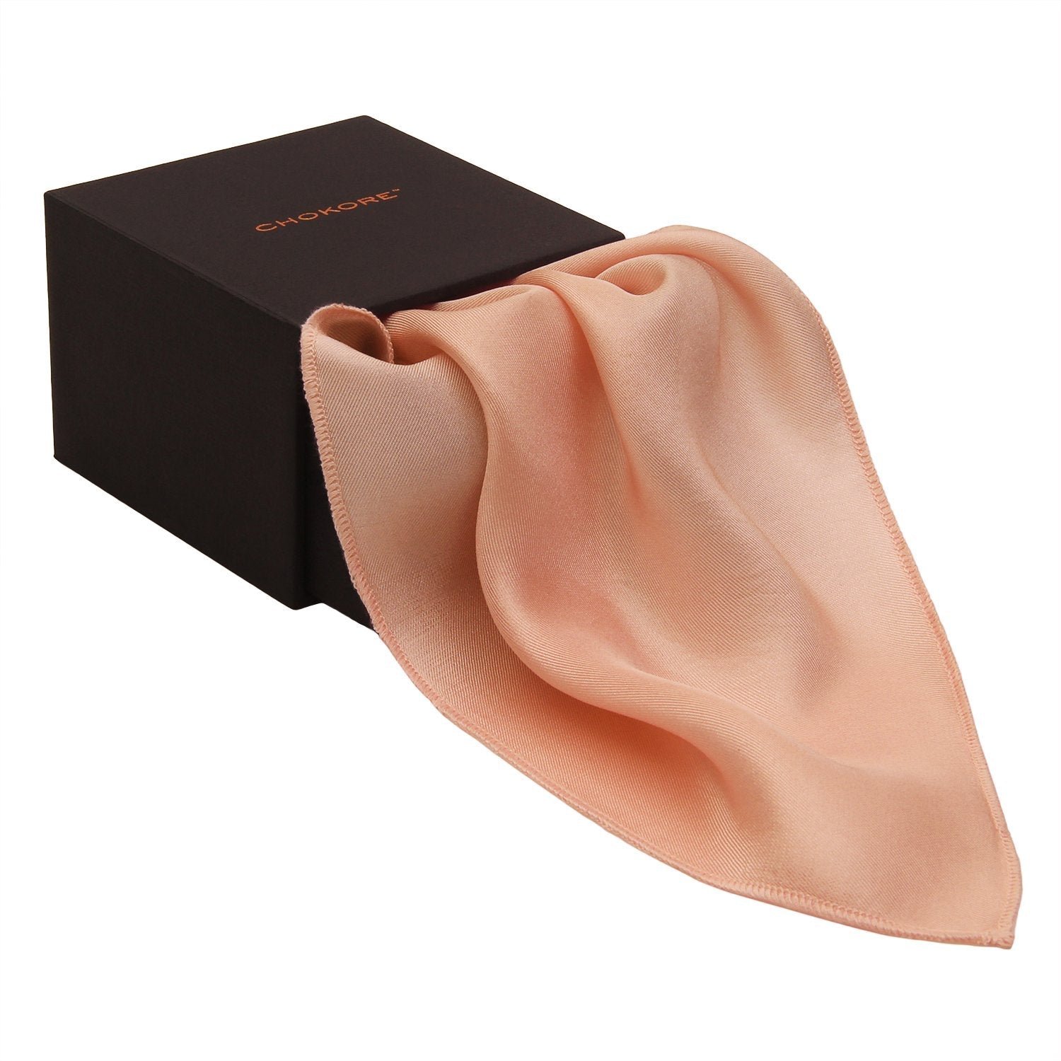 Chokore Peach Pure Silk Pocket Square, from the Solids Line