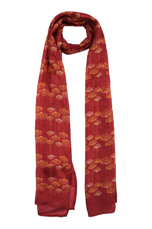 Chokore  Printed Red & Orange Silk Stole for Women 